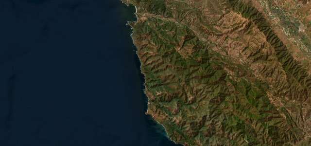 Satellite map of Pacific Coast Highway, Big Sur, The West