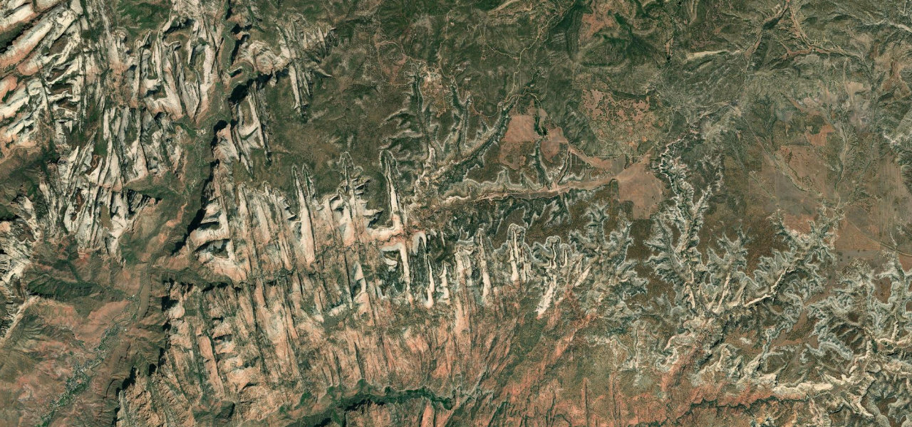 Satellite map of Zion–Mount Carmel Highway, USA – West
